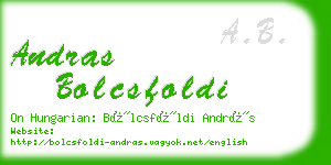 andras bolcsfoldi business card